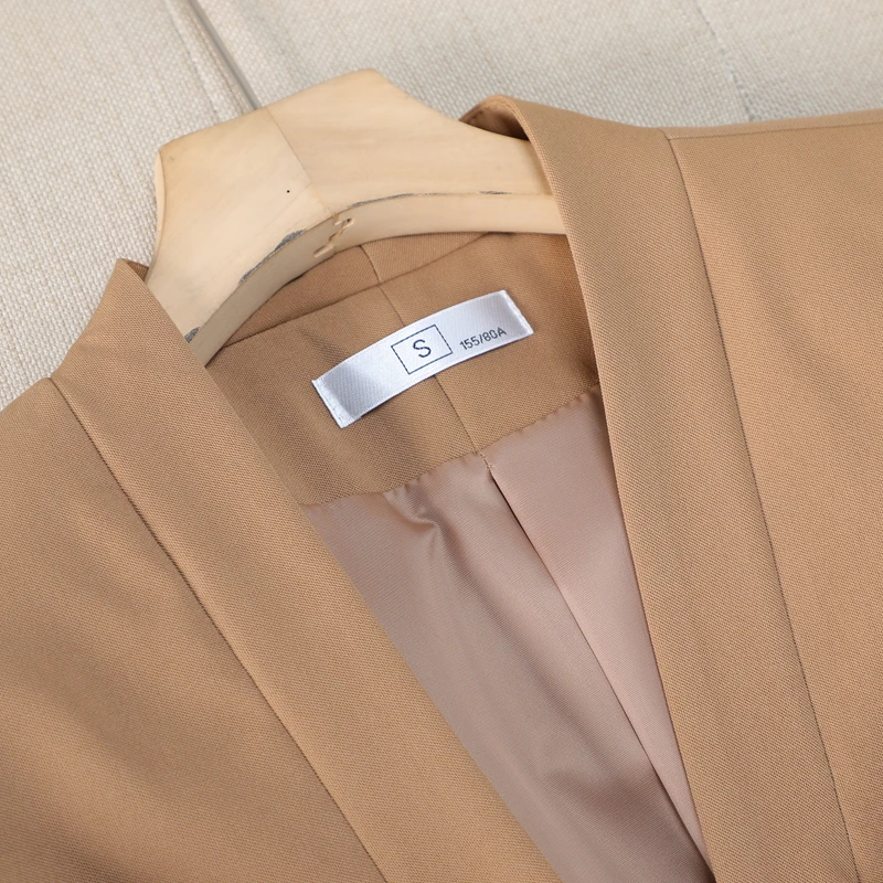 Navu elegante feminino ternos novo outono temperamento com decote em v fino manga longa fino blazer e saia escritório senhoras trabalho wear cáqui