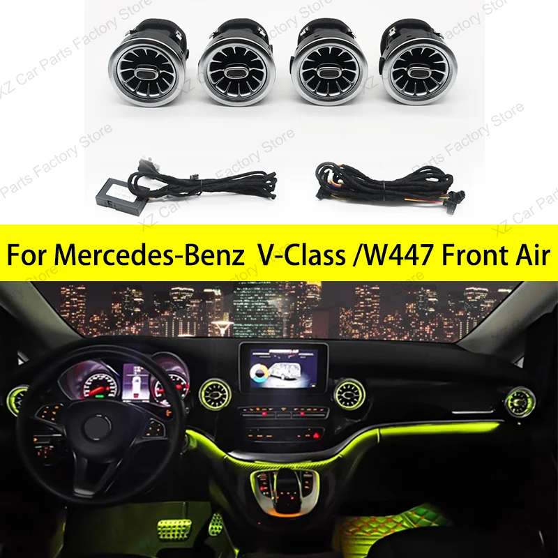 

Для Mercedes-Benz V-Class EQV Vito Viano Valente Metris W447: Светодиодные воздуховоды с управлением через приложение для передней панели приборов, турбо-воздуховоды для салона автомобиля