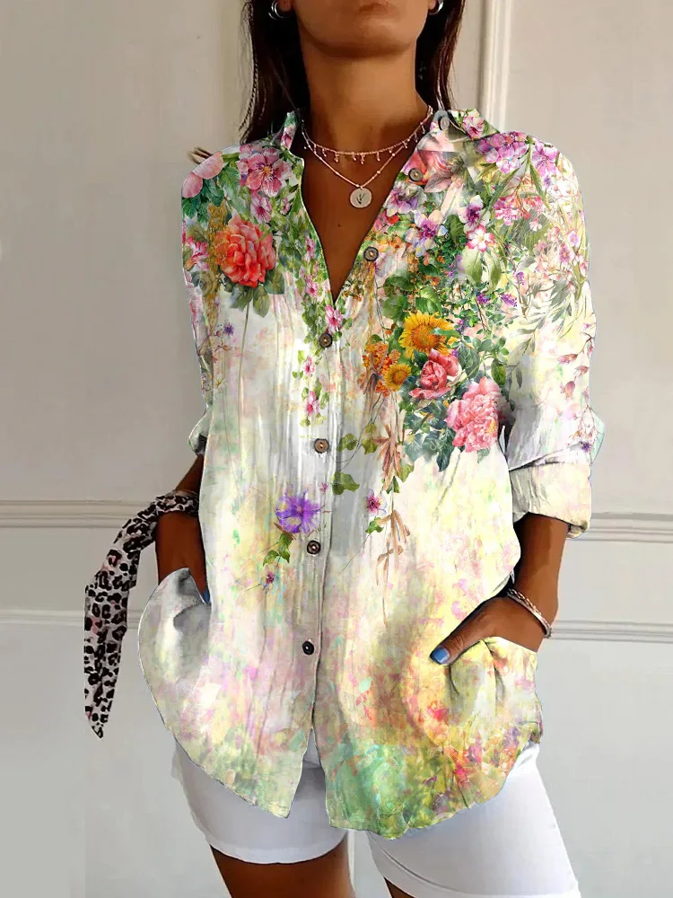 

Summer new fashion women shirts shirts, casual outdoor street new popular HD flower pattern menswear increase 2024