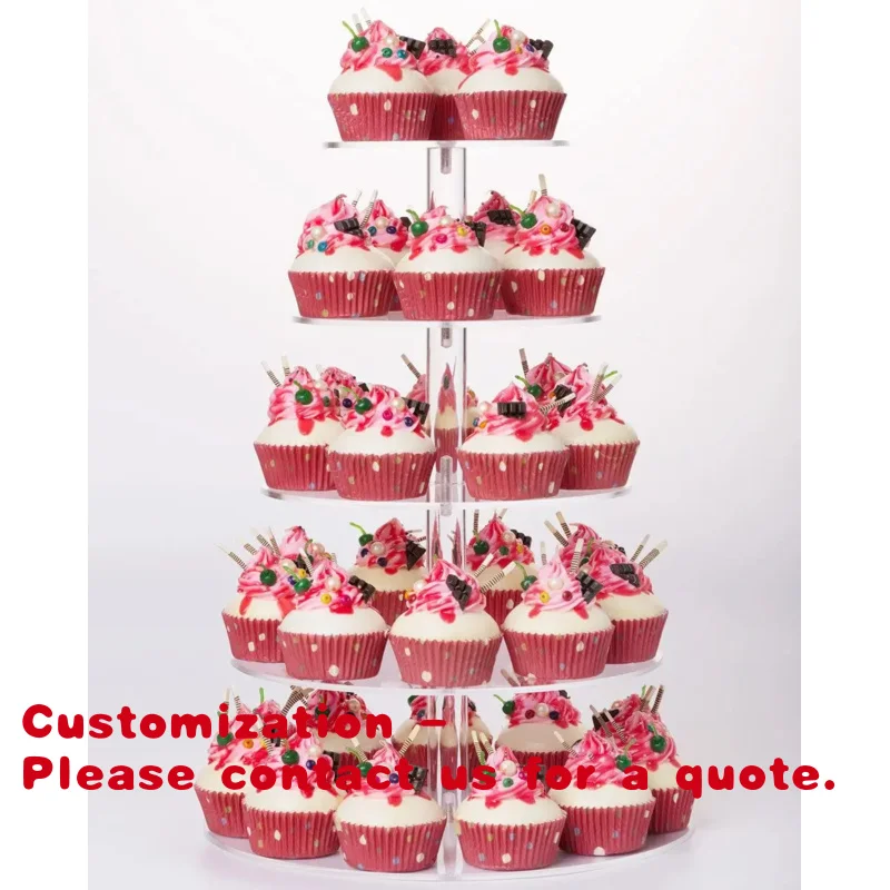 

Customize.5 Tier Round Acrylic Cupcake Tree Tower Display Stand Pastry Wedding Birthday Party