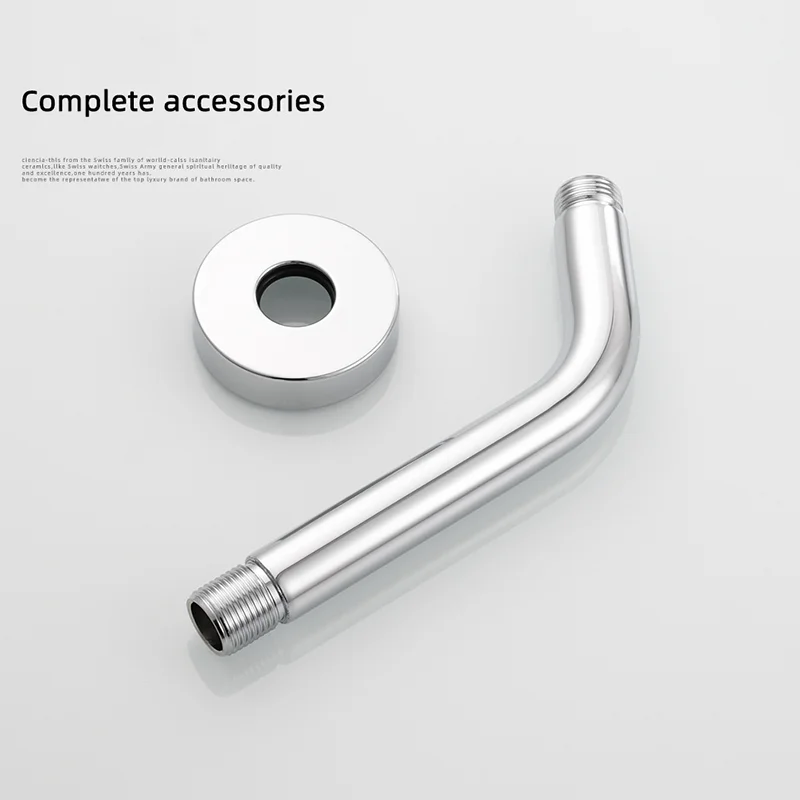 Stainless Steel Chrome Color Shower Arm Bathroom Shower Holder Rod Round Shower Head Fixed Bathroom Hardware Accessories