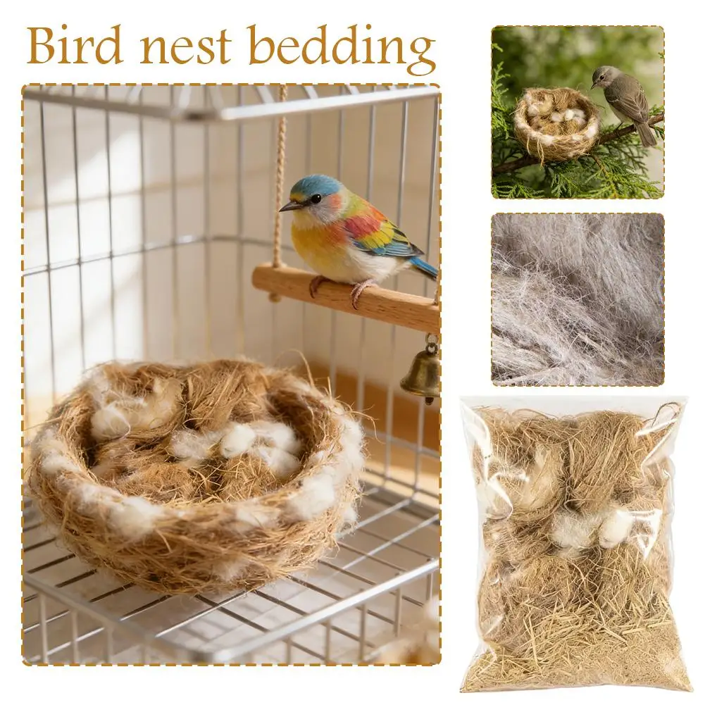 1 unidade de Fibra de Juta Natural para Ninhos de Pássaros, Material para Construção de Ninhos em Gaiolas e Jardins, para Canários, Tentilhões, Pássaros de Viveiro e Animais de Estimação