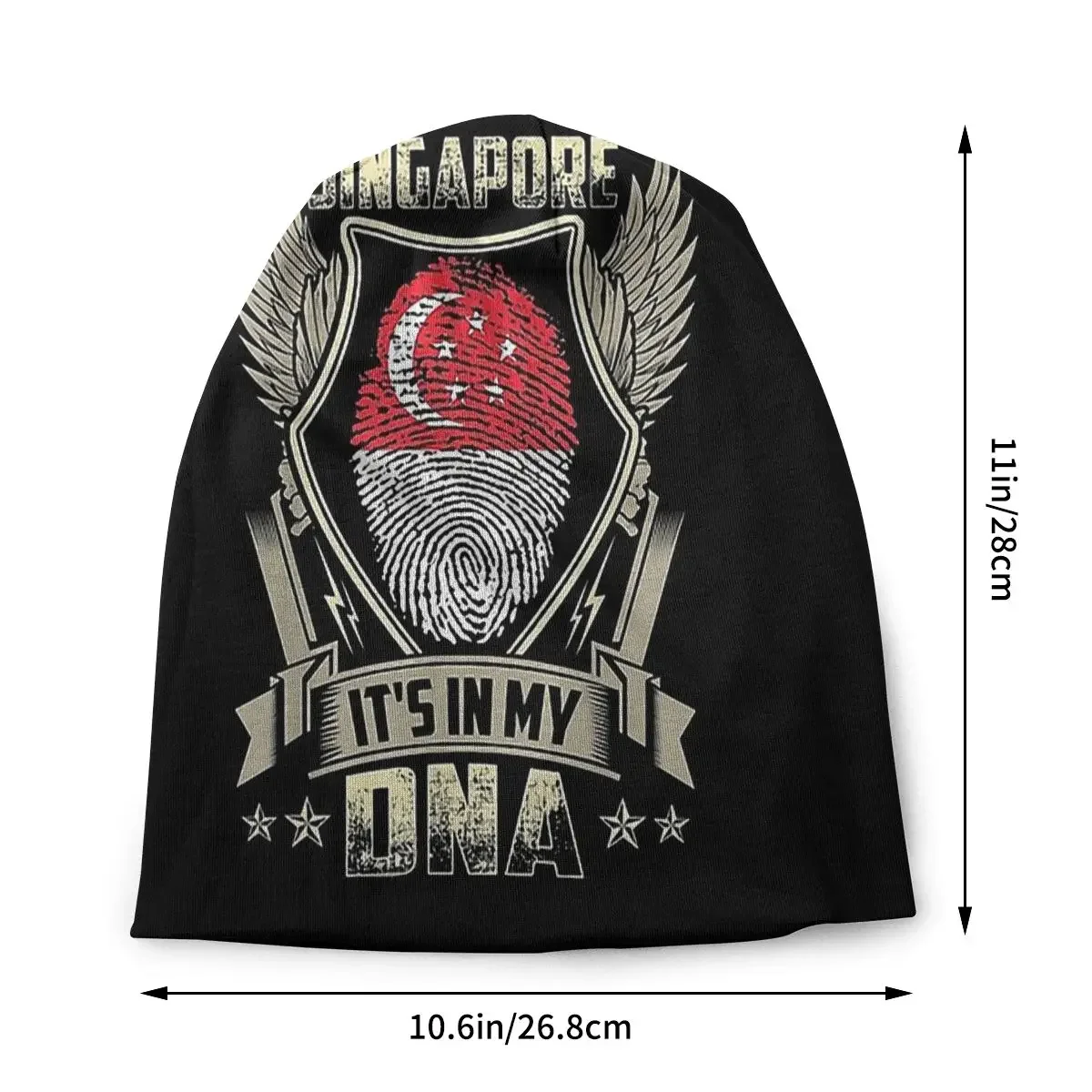 It Is In My DNA Men Women's Beanie Hats Singapore Flag Fingerprint  Knitted Hat Hip Hop Earmuff Bonnet Street Skullies Beanies