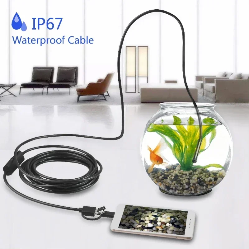 

5.5mm 7mm TYPE C USB Mini Endoscope 1m 1.5m 2m Flexible Hard Cable Snake Borescope Inspection Camera for Android Smartphone PC