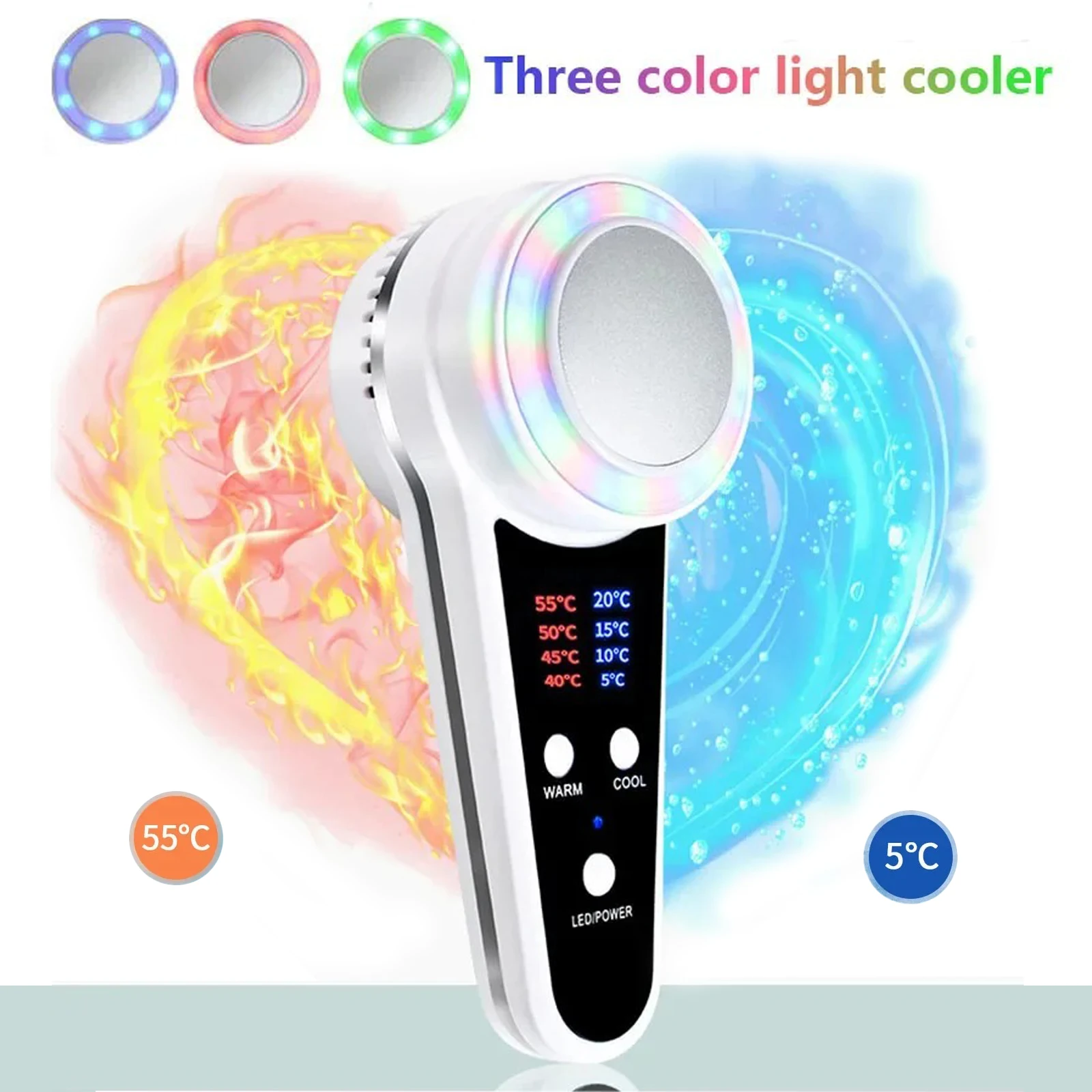 العلاج بالتبريد جهاز العناية بالوجه الساخن الباردة المطرقة الأزرق الفوتون علاج حب الشباب مدلك الوجه الجلد رفع تجديد جهاز تجميل #1