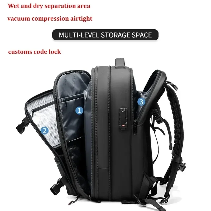 Imagem -04 - Mochila Masculina para Laptop de 173 Polegadas 60l Mochila de Viagem Empresarial Multifuncional Compressão a Vácuo Mochila de Grande Capacidade Bolsa de Bombas