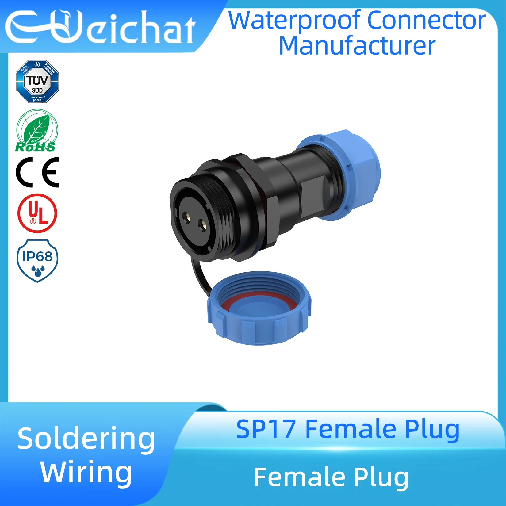 SP17 IP68 Waterproof Aviation Plug Socket, 2/3/4/5/7/9 Pin Male Female Wire Cable Connector Soldering Type for Electrical Wiring