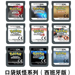 Karta do gry Pokémon NDS Pokémon White 2 Soul Silver Heart Shaped Gold Pearl Diamond Black 2 DS Game Hiszpania Język