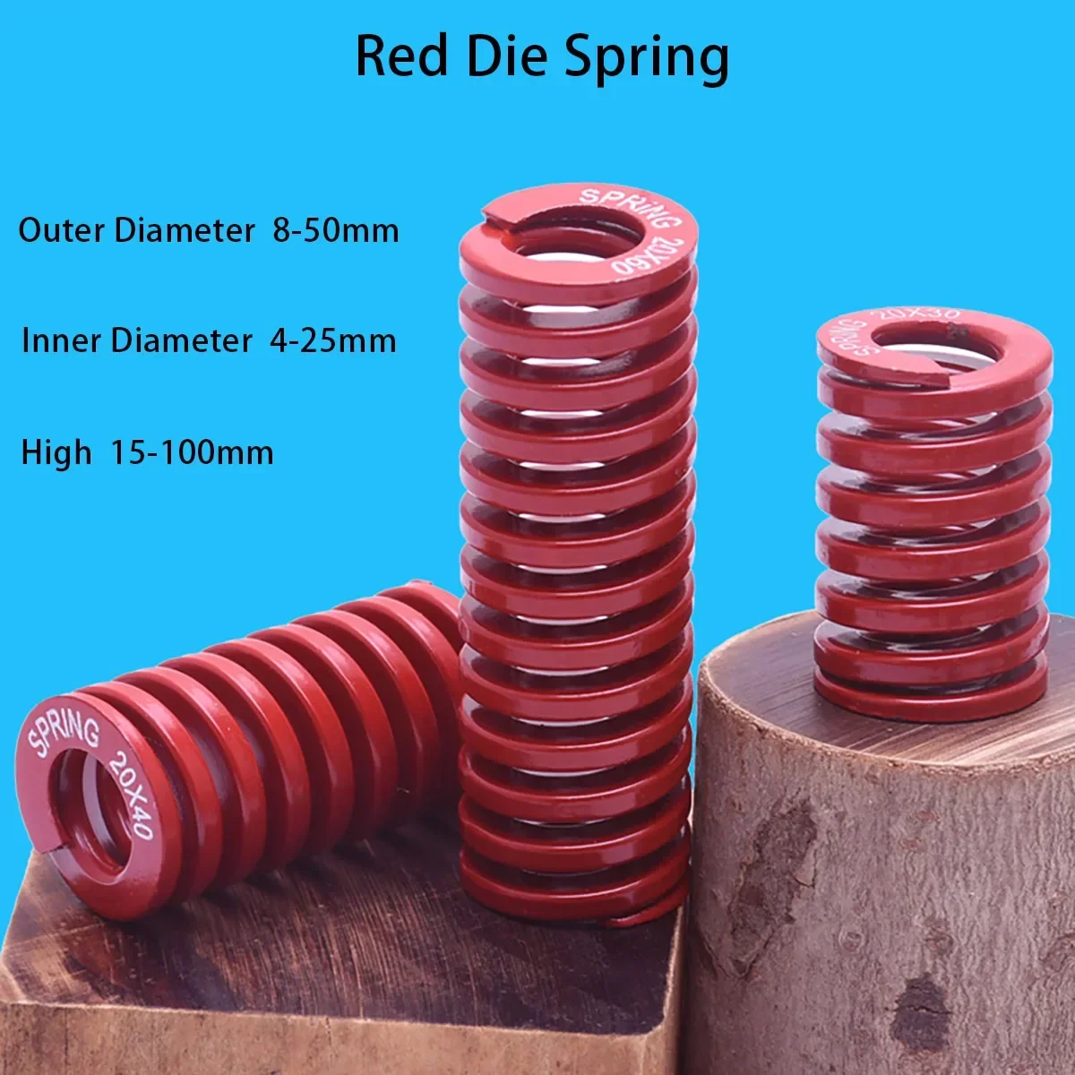 

Red Die Rectangular Spring TF Spring Steel Outer Diameter 8-50mm Inner Diameter 4-25mm Length 15-100mm Support Customization