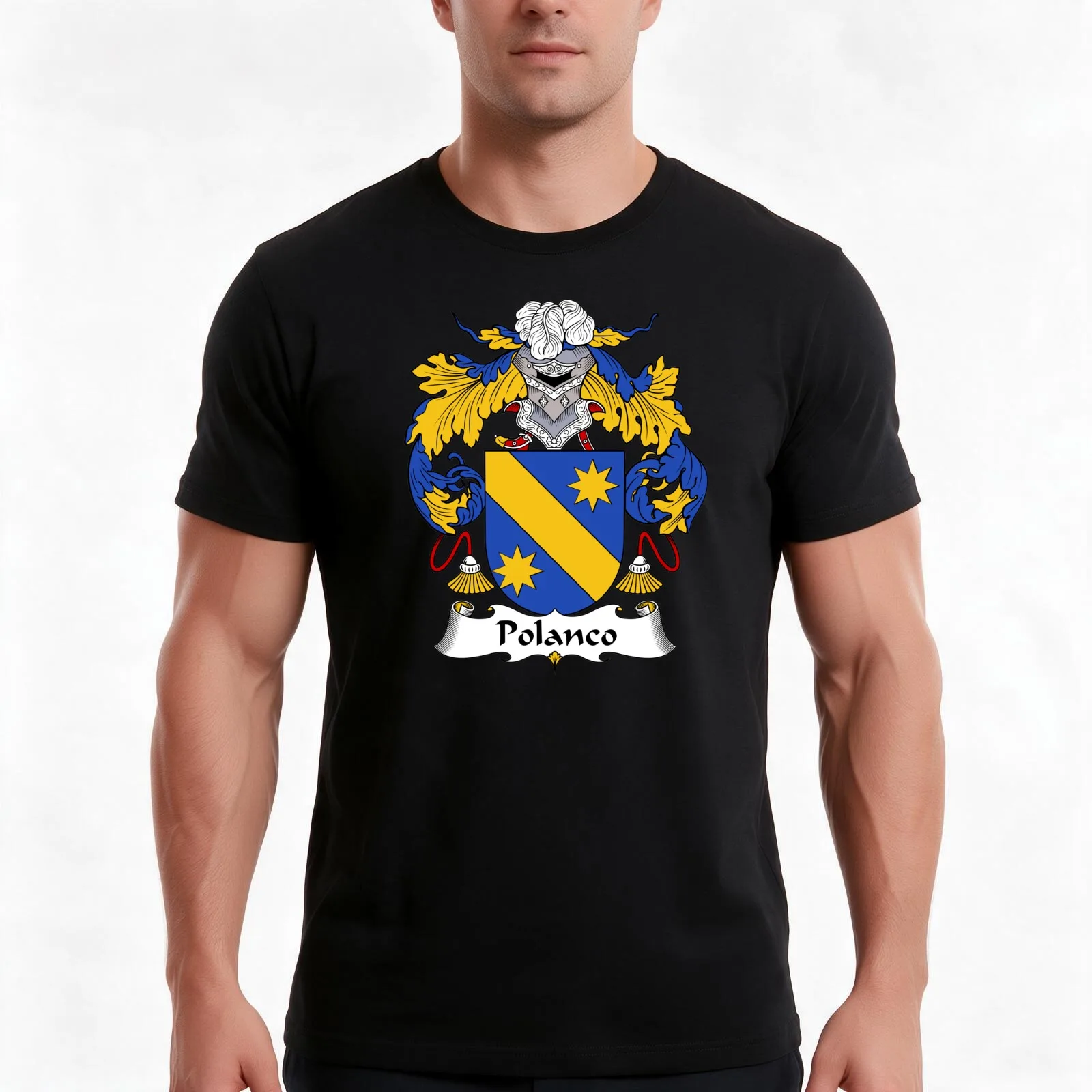 Polanco Coat of Arms/Family Crest T-Shirt Summer Casual Cotton Tee Oversized Streetwear Tops Vintage Graphic Print