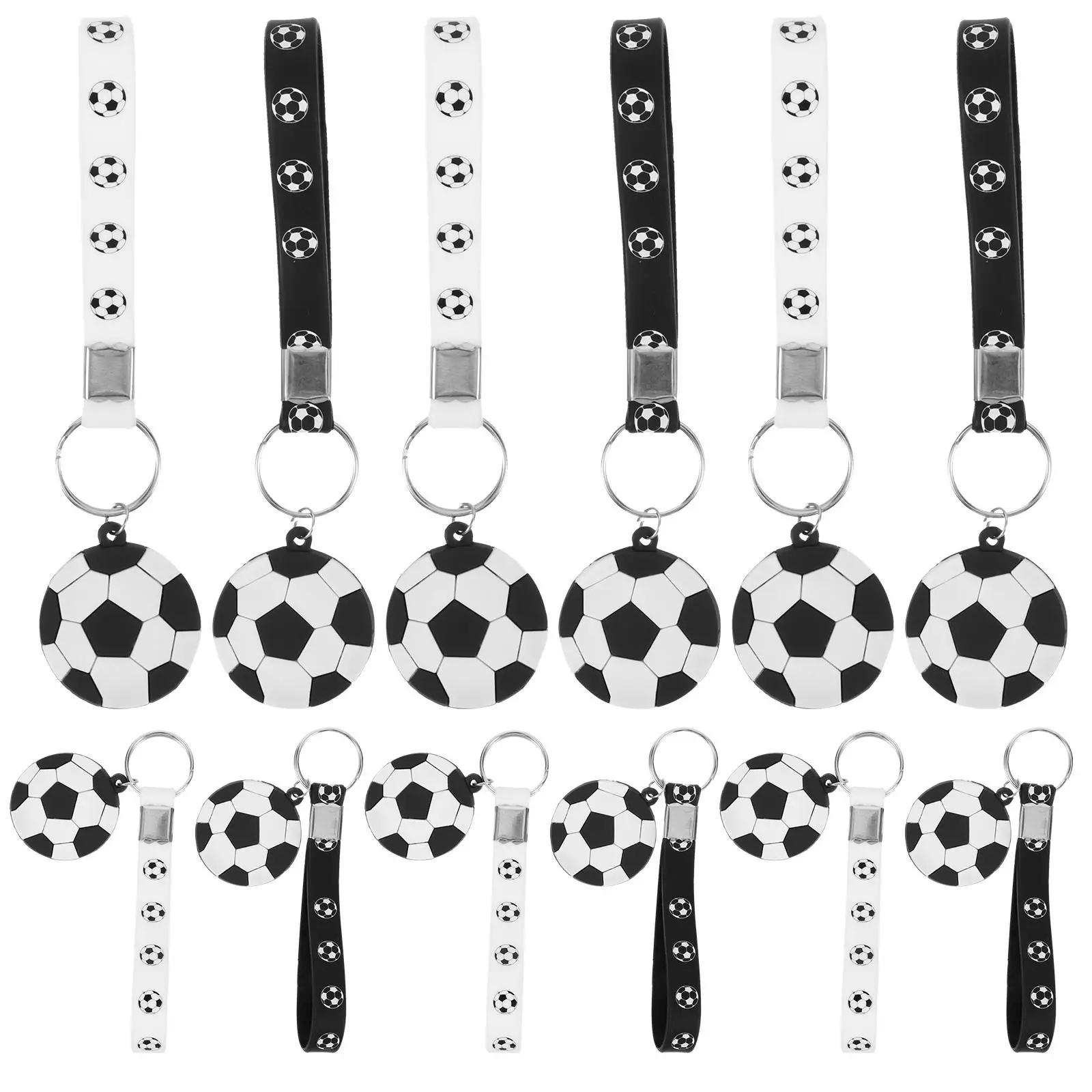 

12pcs Football Black Sports Pendant Gifts Soccer Hanging Key Chain Keychain Soccer Commemorative Items Bag Supply