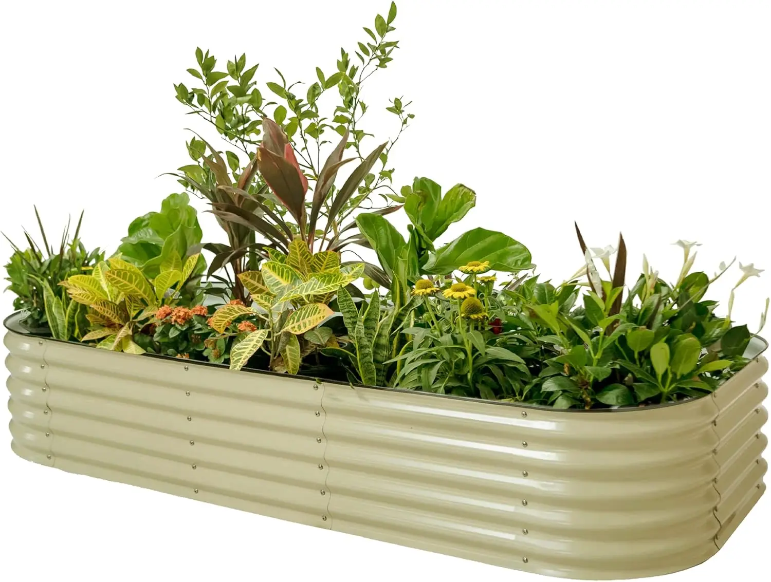 

Raised Garden Bed Kit, 17" Tall 10 in 1 Modular Metal Planter Box for Vegetables, Flowers, Herbs, Pearl White