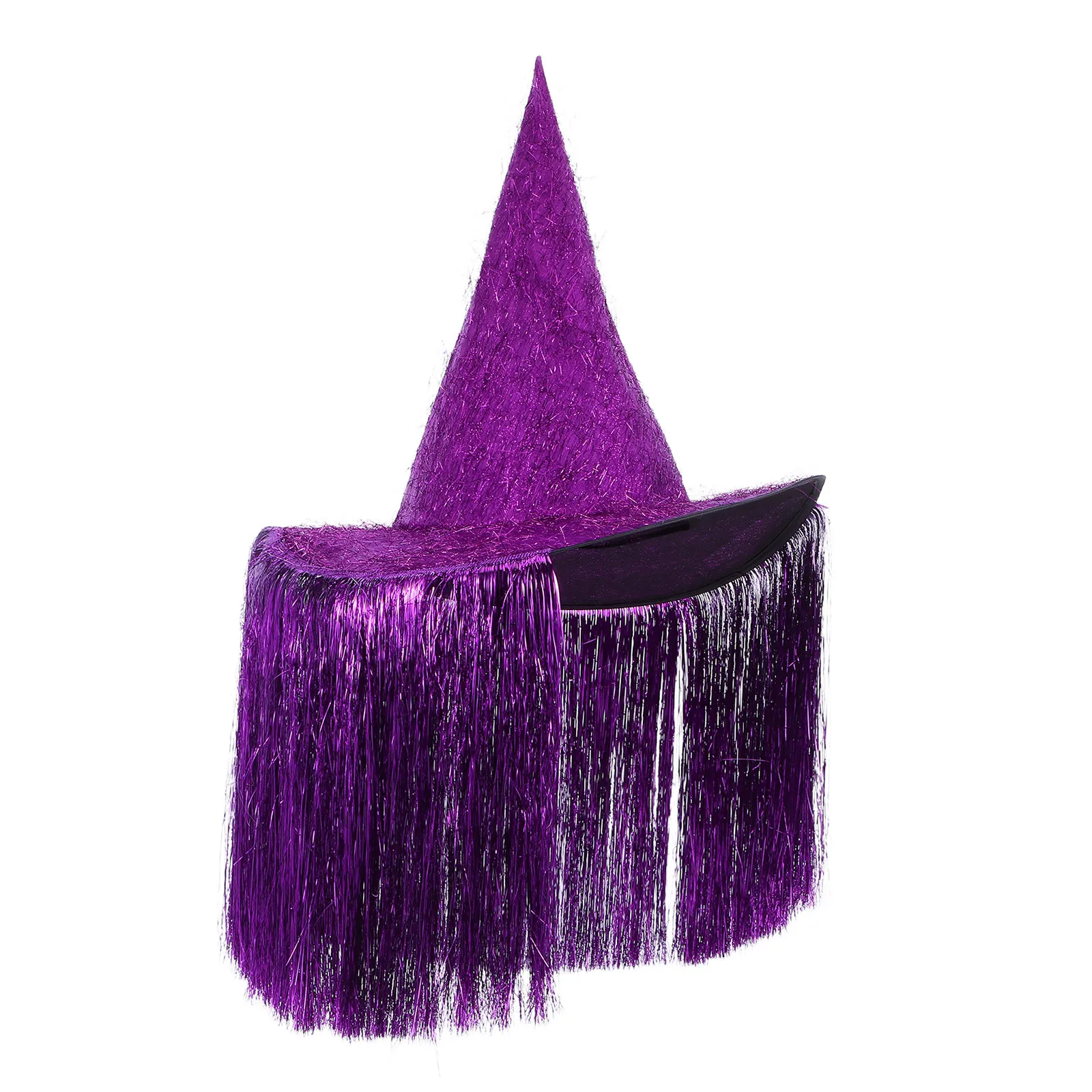 Sombrero de bruja para niños con borlas moradas, tela Oxford, ligero y cómodo, accesorio para fiesta de Halloween, sombrero de cosplay con tema de cumpleaños