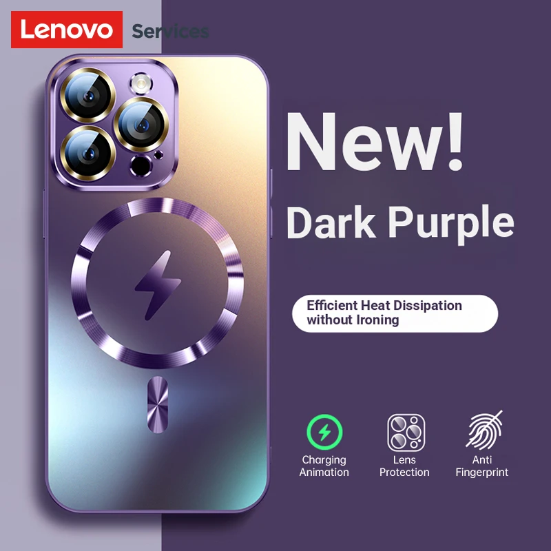 

Магнитный чехол для телефона Lenovo с большим окном для iPhone 17, 16, 15, 14, 13 Pro Max, с защитой объектива, чехол для беспроводной зарядки Magsafe
