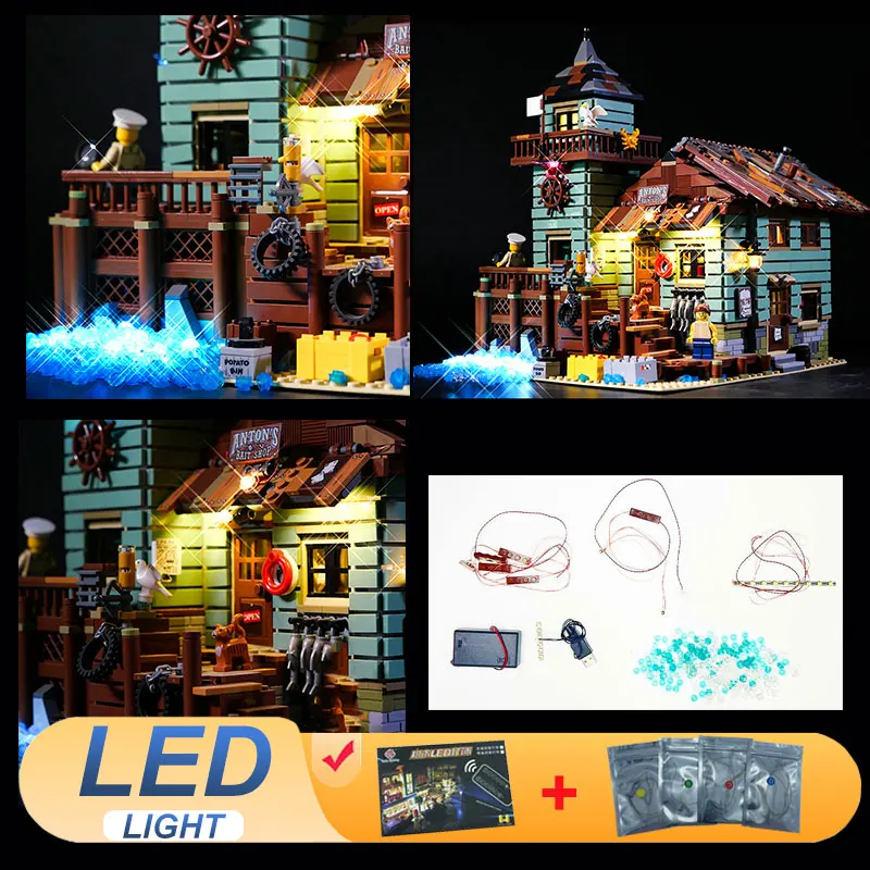 

Комплект светодиодных фонарей для LEGO 21310, идеи ламп для старого рыболовного магазина, идеи ламп, подарок «сделай сам» (не включает строительные блоки, наборы кирпичей, наборы моделей)