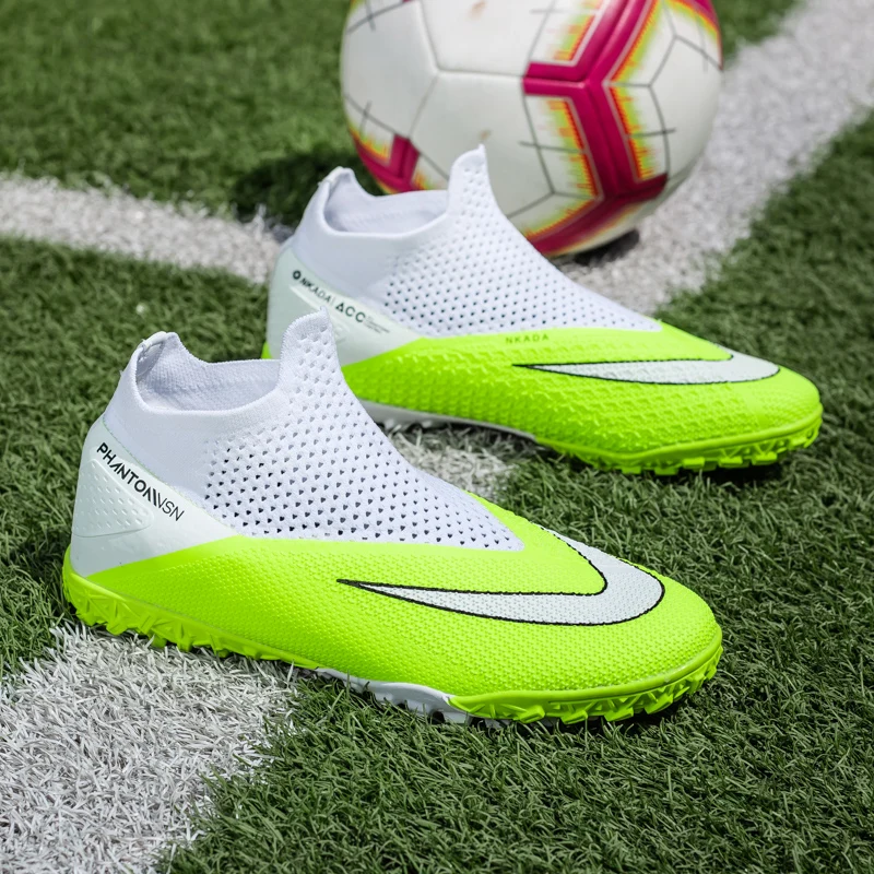 

2022 Hot Mens Football Boots Kids Training Shoes Ag High Quality New Without Lace Childrens Hightop Soccer Shoes Society Cleats