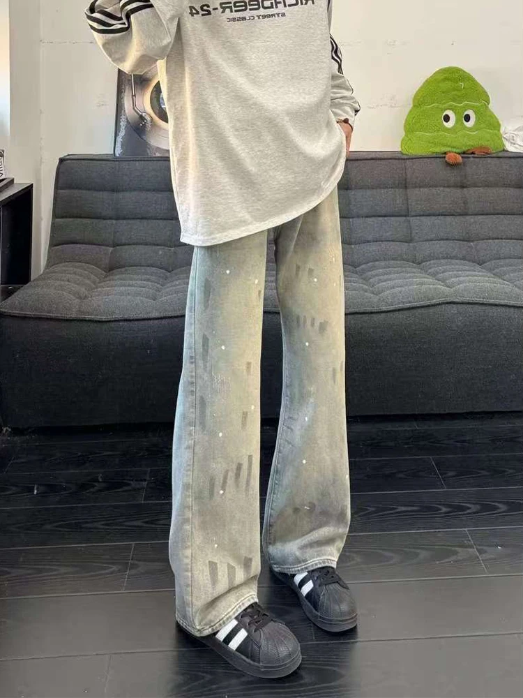 

Retro Waed Slim Fit Men's Jeans American Vibe Sle Straight Leg Micro Flared Pants Casual Wear Autumn Trendy Youthwear