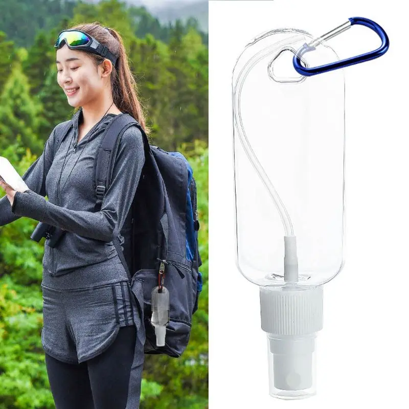 5Pcs Reusable Portable Mini Size Empty Spray Bottle Hand Sanitizer Bottle Travel Small Holder Hook Keychain Carrier