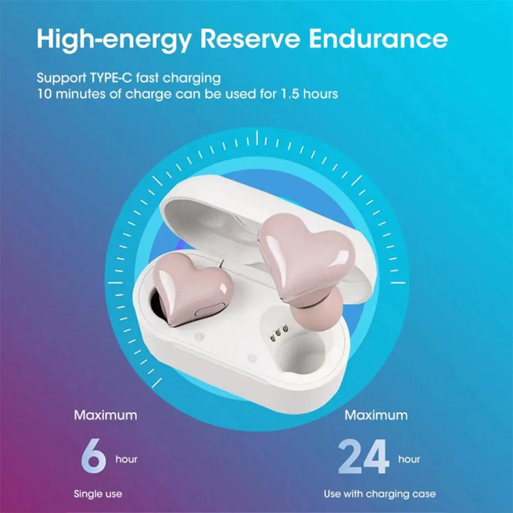 New Heart Shaped Headphones Love Girl In-ear Wireless Noise Cancelling Headphones Fashionable Earbuds Heartbuds Fast Delivery