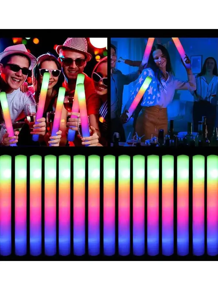 10PCS LED Glow Sticks Bulk Colorful RGB Glow Foam Stick Cheer Tube Dark Light For Xmas Birthday Wedding Party Supplies
