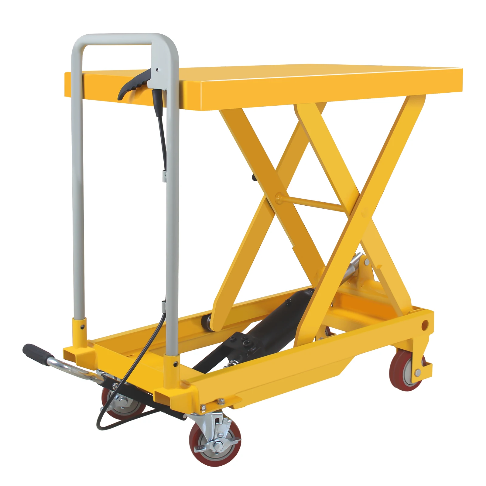 500lbs Hydraulic Lift Cart, 9 to 28.5 Lifting Height Lift Table Cart with 4 Wheels, Manual Scissor Lift Table for Elevating