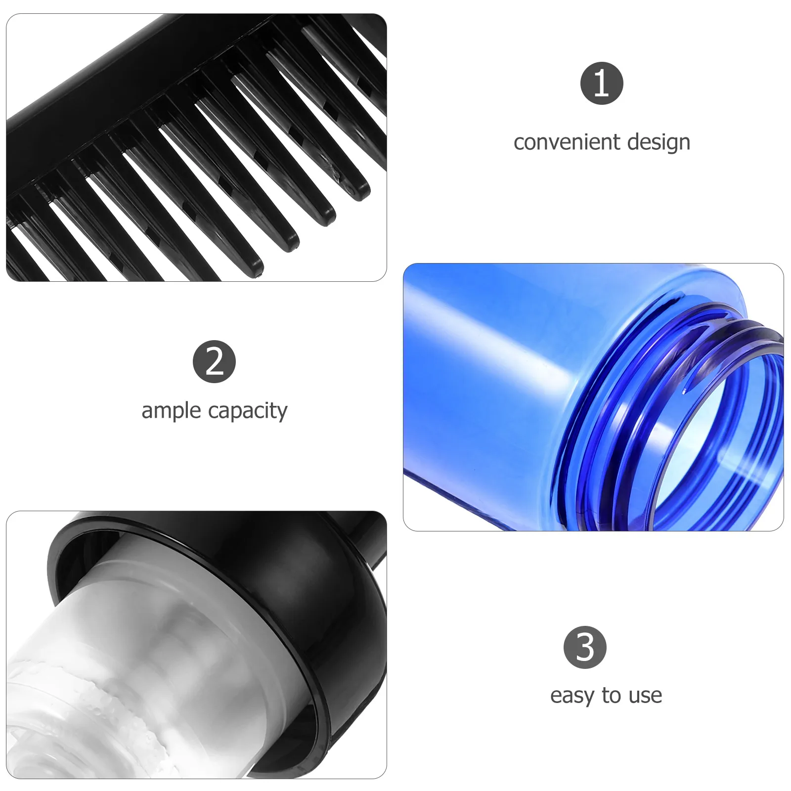 

3Pcs 60ml Foam Bottle Hair Dye Comb Root Applicator Coloring Tools Travel Salon Supplies Easy Use Safe Comfortable