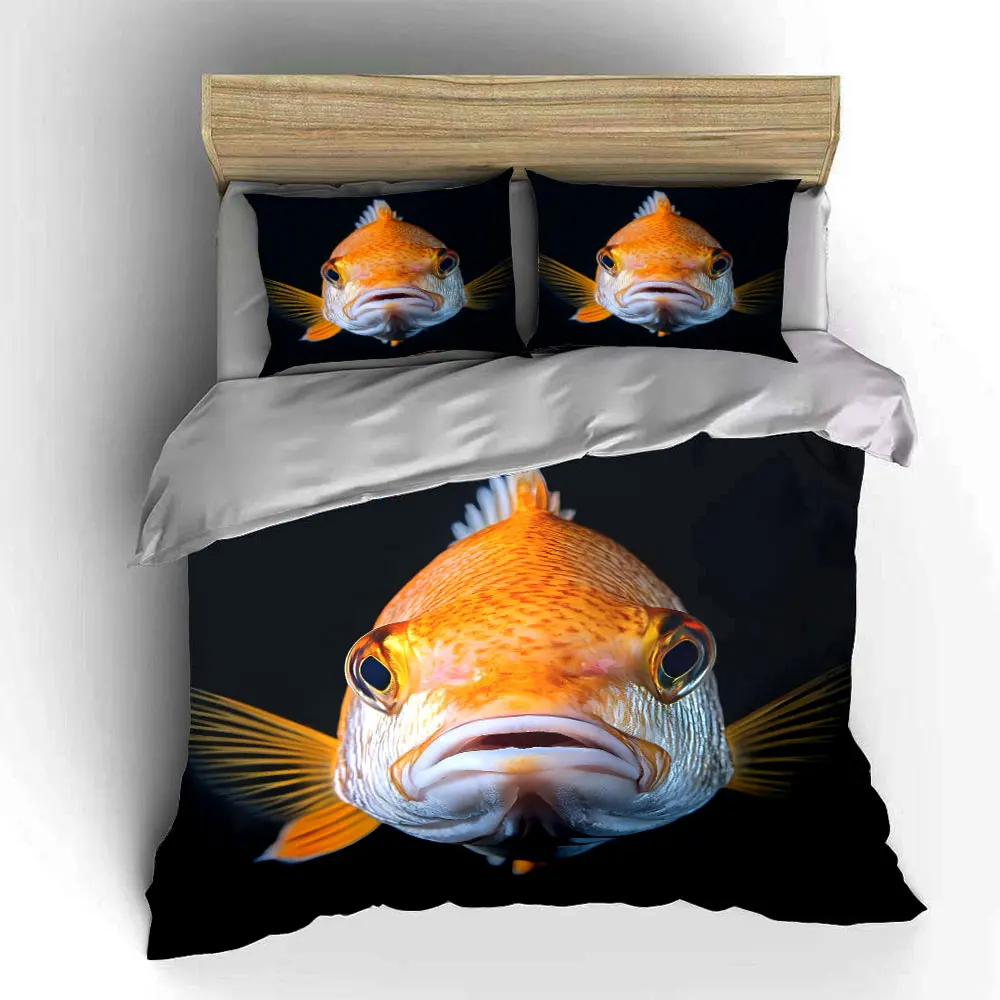 Close-up of golden fish Duvet Cover Set with 3D Printing Design Soft Polyester Bedding Set All-Season Comfort Machine Washable 5