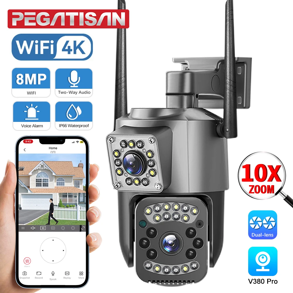 2K 4MP CCTV Camera V380 Pro 4G SIM Card Outdoor IP Security Cameras Color Night Vision Two-way Audio WiFi Video Surveiliance Cam