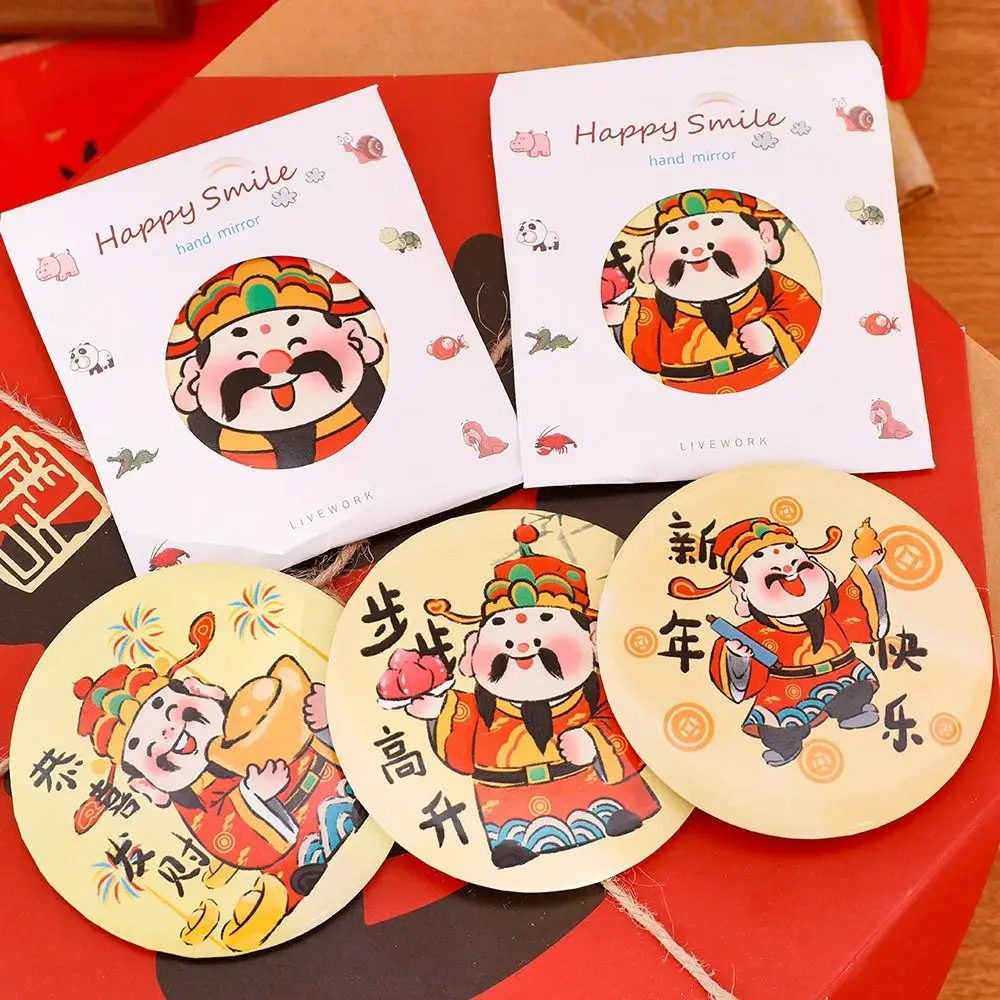 Glas Cartoon Frühling Festival Spiegel Leicht Zu Tragen Tasche Make-up Spiegel Tragbare Mini Make-Up Spiegel Handheld Kleine Runde Spiegel