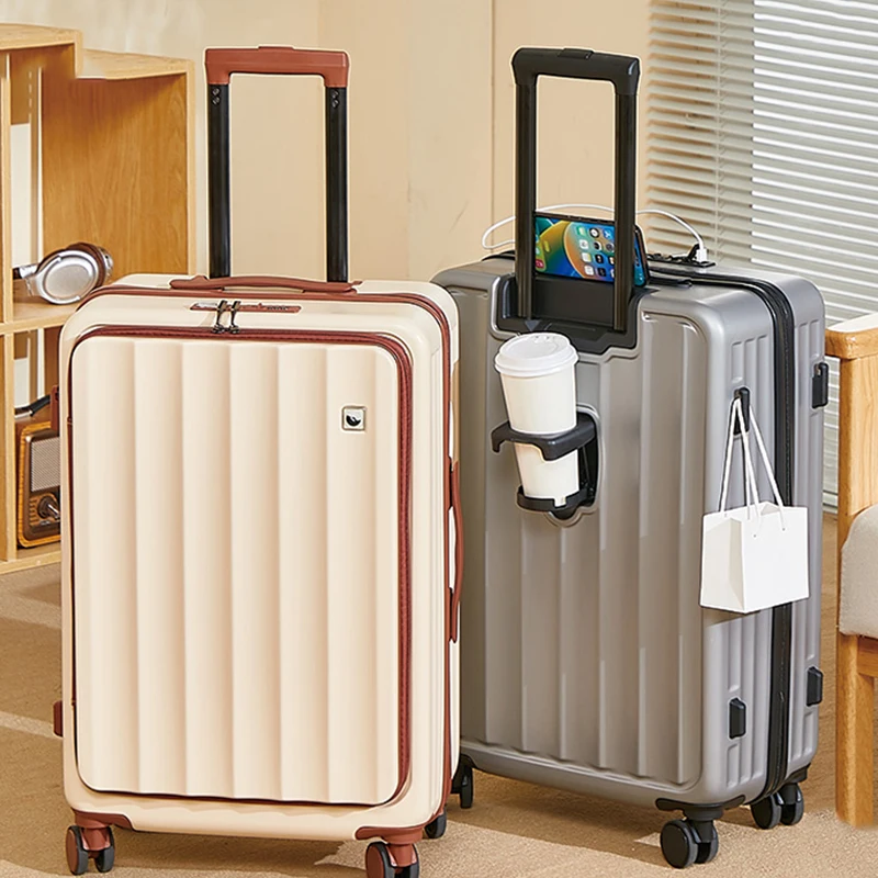 

Side-opening Multi-functional Luggage Set with Extendable Trolley Case 26-inch Large Capacity Suitcase and 20-inch Cabin Luggage