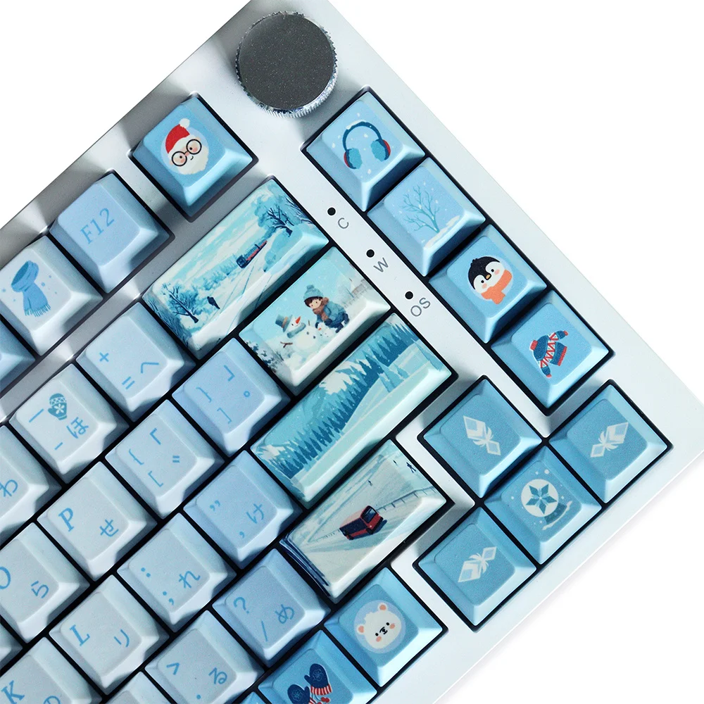 Customized Design Winter Joys Sublimation Keycaps Silent Snow Timeless joy PBT Cherry Profile for MX Switch Mechanical Keyboard