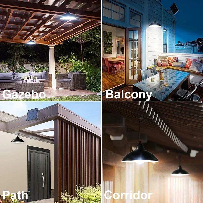 Imagem -06 - Solar Power Pendant Light com Controle Remoto Lâmpada ao ar Livre Waterproof Garden Chandelier Indoor Yard Shed Barn Led Novo