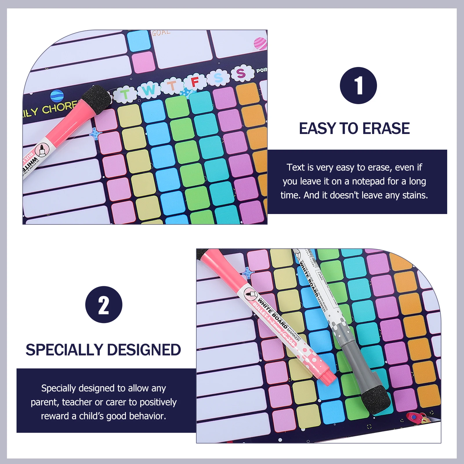 

1Set Reusable Kids Chore Chart Hanging Reward System for Children Daily Task Tracker Behavioral Incentive Chart Family