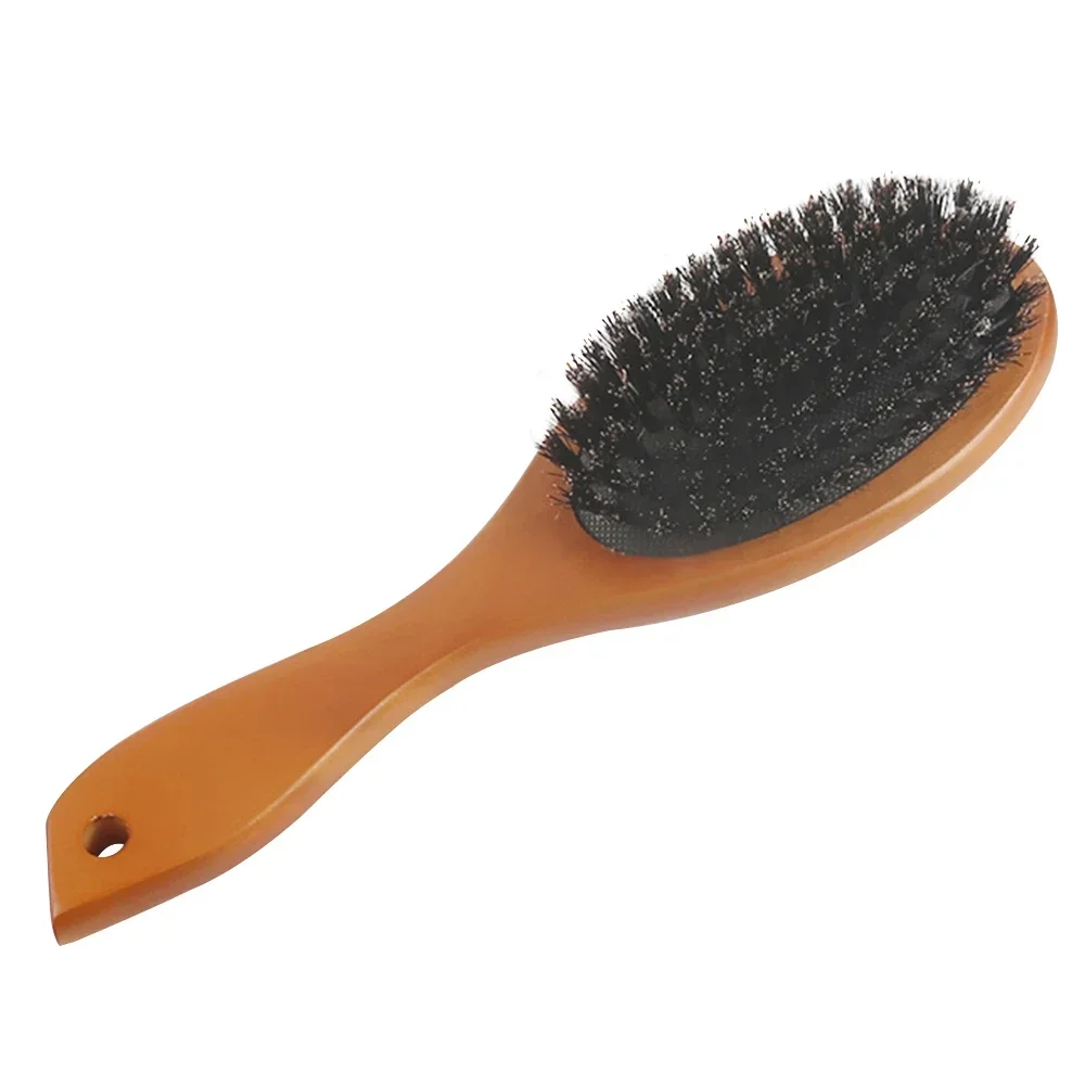 Natürlicher Wildschweinborstenkamm, antistatisch, oval, für Friseure, Haarstyling, Holz, Damen-Haarbürste – Detail 3