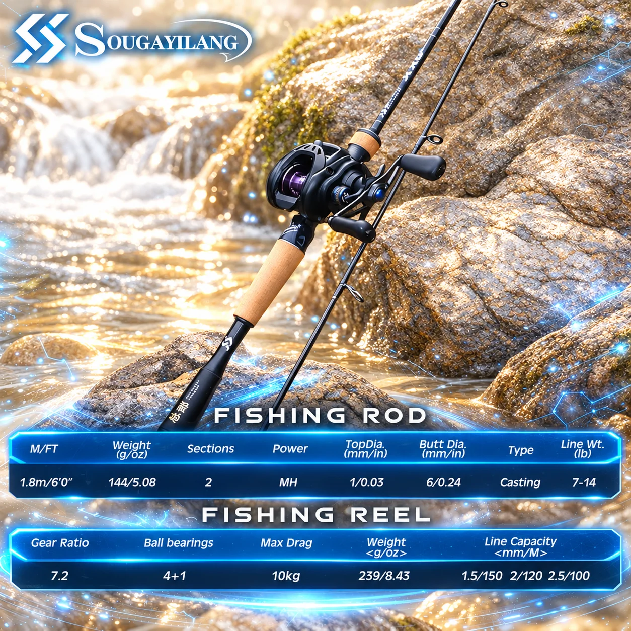 Sougayilang DCブレーキシステム搭載ベイトキャス - Spincast Reel のレビューと価格