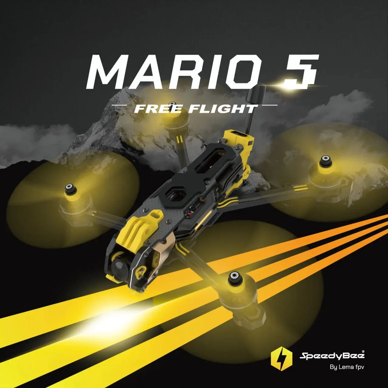 SpeedyBee Mario 5 O4 Kit de estrutura para drone de corrida RC Placa de fibra de carbono FPV Freestyle DC XH versão