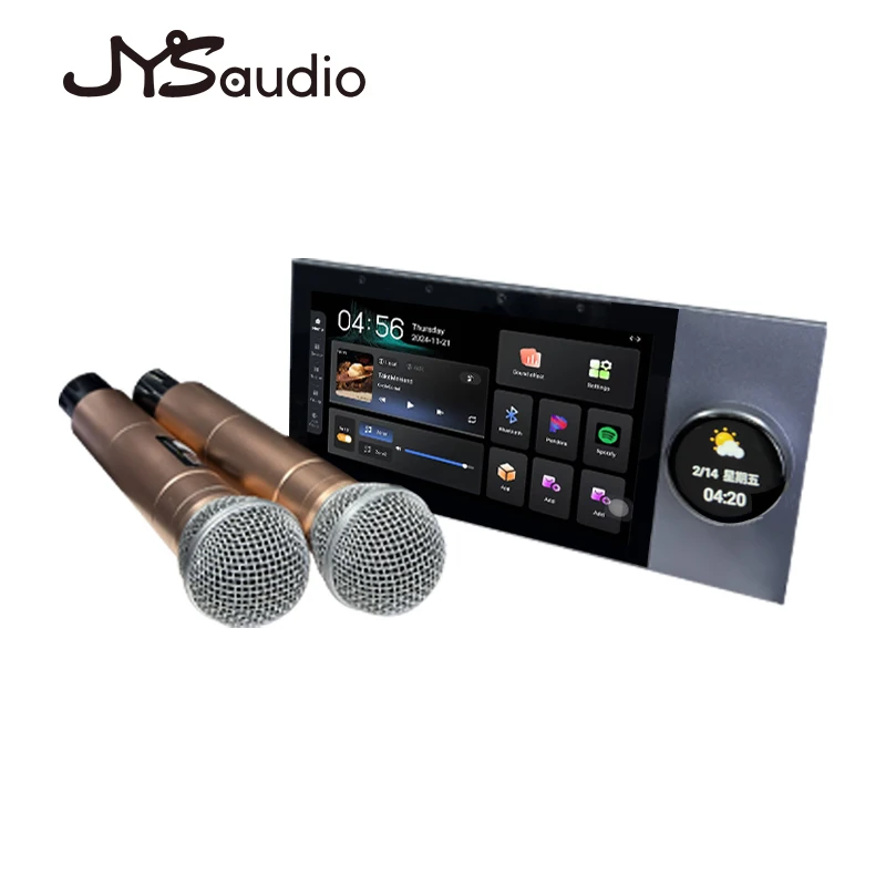 7 Inch Android 11 Wall Screen Panel WiFi Zigbee Hub Tuya Smart Home KTV Control with 2 Wireless Mic Built in Microphone Receiver