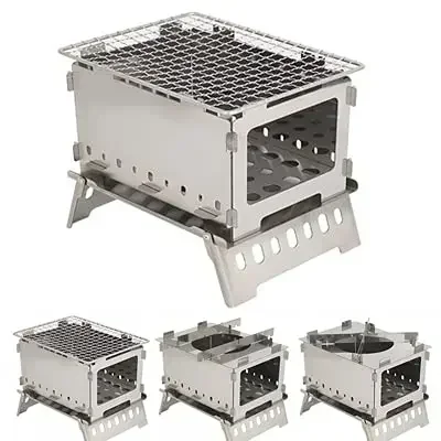 

Portable Outdoor Camping Barbecue Rack Foldable Card Stove Picnic Cooking Food Brewing Coffee Making or Heating Tool Accessories