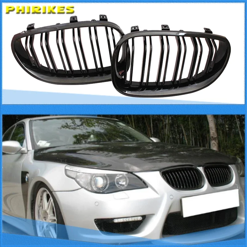 Gloss black Front Kidney Sport Grilles Hood Grill For BMW E60 E61 2003 2004 2005 2006 2007 2008 2009 M5 525i 528i 528xi 530i