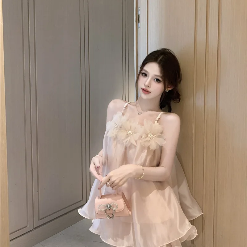 

Floral Pure Desire oulder Bared Strap irt Women's Summer 2025 New Faion Spicy Girl Aosphere Lace Trim Top
