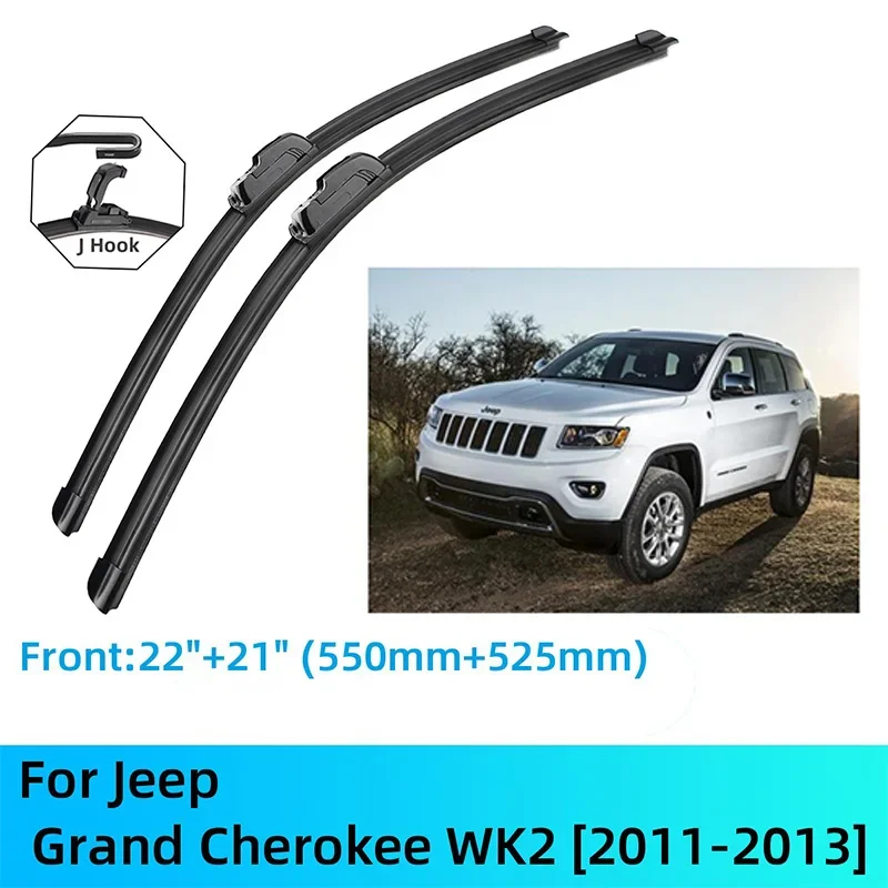 For Jeep Grand Cherokee WK2 Front Rear Wiper Blades Brushes Cutter Accessories J U Hook 2011-2013 2011 2012 2013