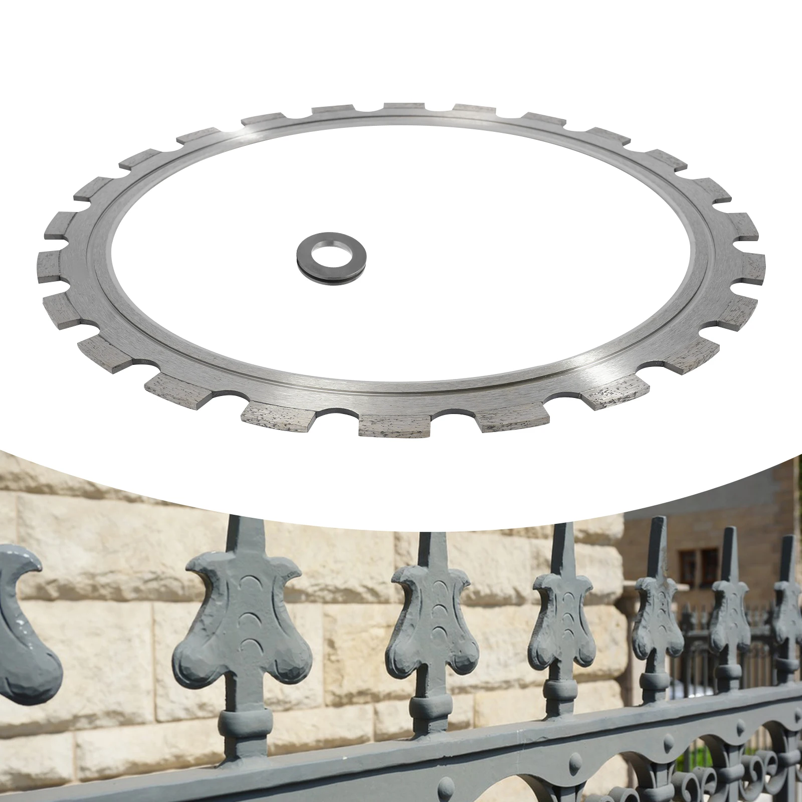 

24-Teeth Saw Blade for Hard Reinforced Concrete, 16 Inch Concrete Ring Saw Blade, Diamond Laser Welded, Anti-Wear, Smooth Cutting, Chip Removal