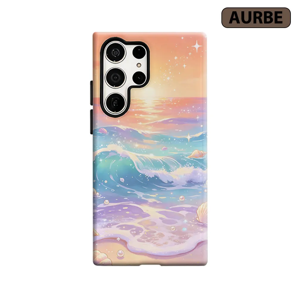 Ocean Shell Sunset Phone Case For Samsung Galaxy S26 S25 S24 S23 Ultra Plus HD Hard Double Layer Film Cover