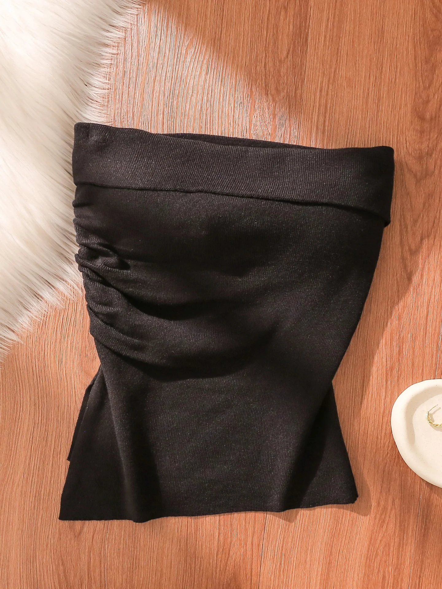 

Sexy Knitted Crop Top Women's Inner Wear Asymmetrical Wrap Bustier Vest ort Length Polyester Fiber Casual Versatile Wear