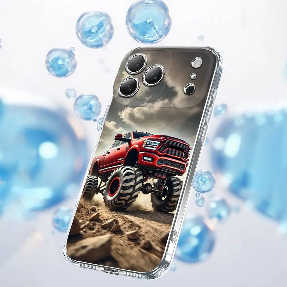 Carro r-ram caminhões captador caso de telefone para iphone 17,16,15,14,13,12,11 plus, pro, max, plus, e, ar, mini capa transparente