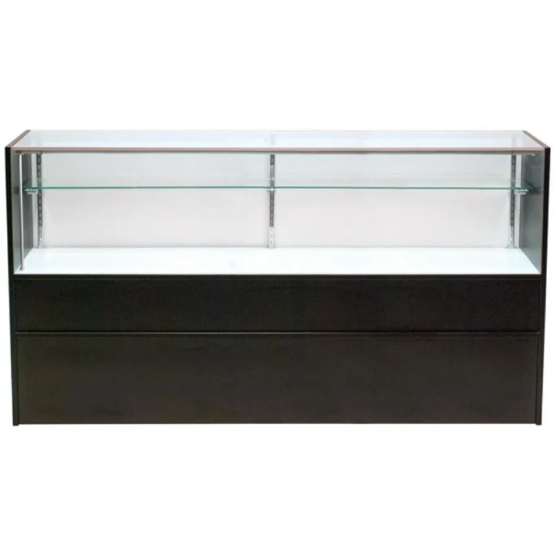 Custom high quality retail shop 70 inch half black display checkout counter