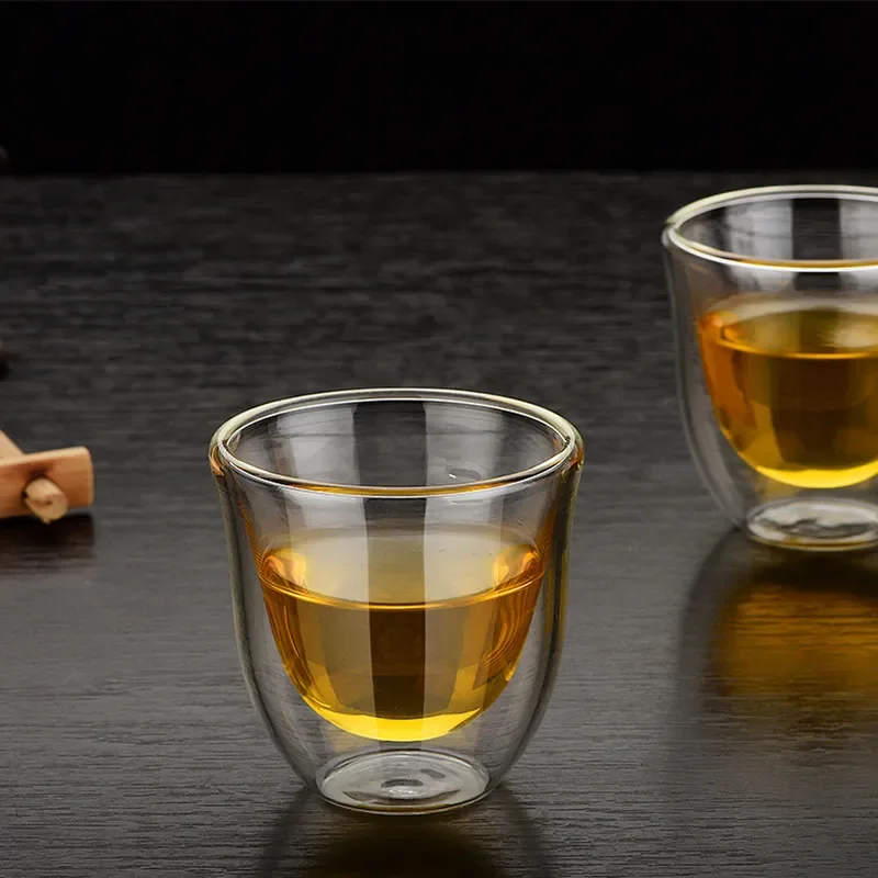 Double Wall Glass Cup Transparent Clear Heat Resistant Tea Drink Cups Mini Whisky Cup Espresso Coffee Cup  Bar Drinkware  Gift