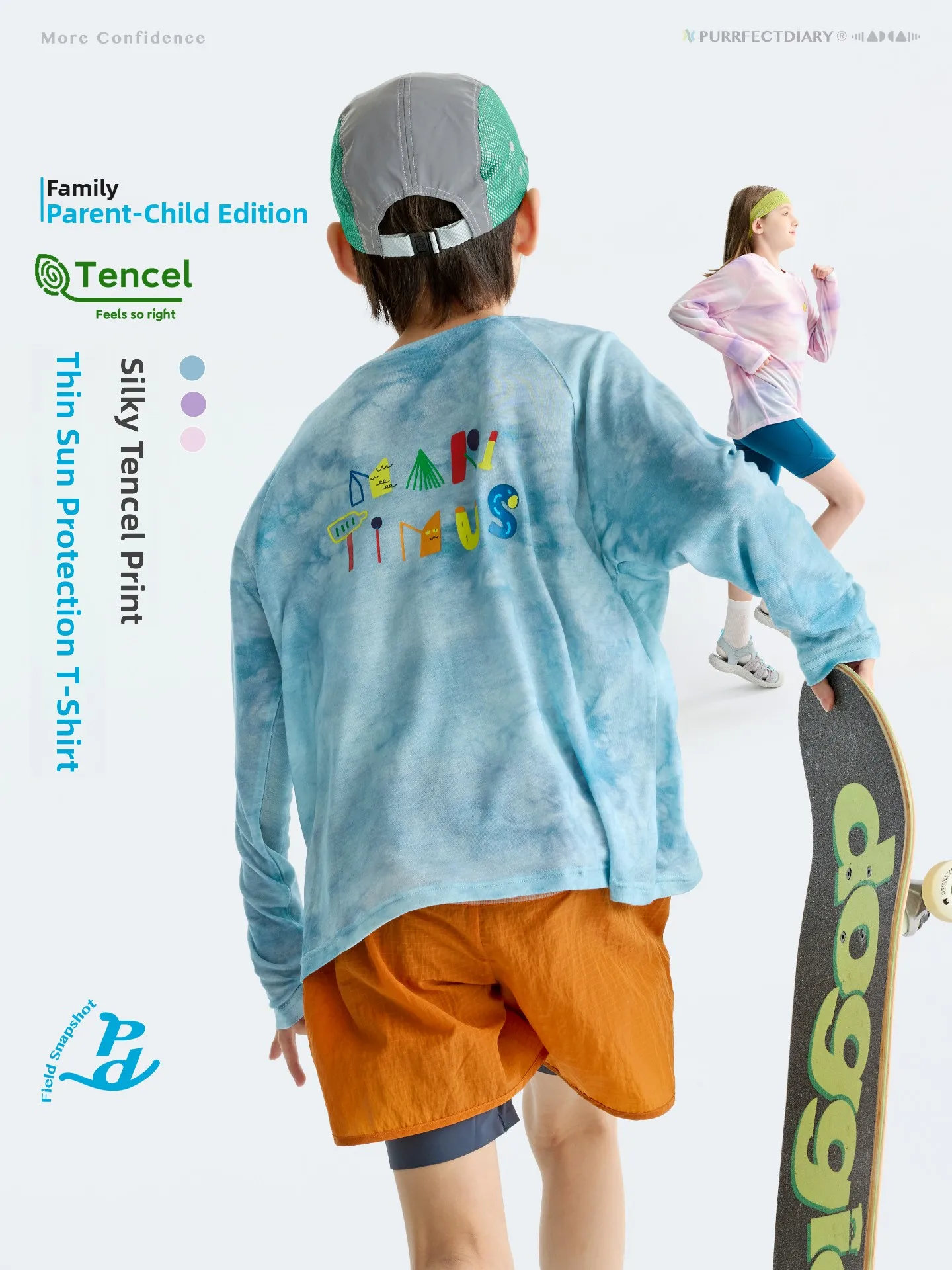Lightweight Long Sleeve Tie Dye Lyocell Children's T-Shirt Breathable Summer Casual Wear for Boys And Girls Purrfect Diary