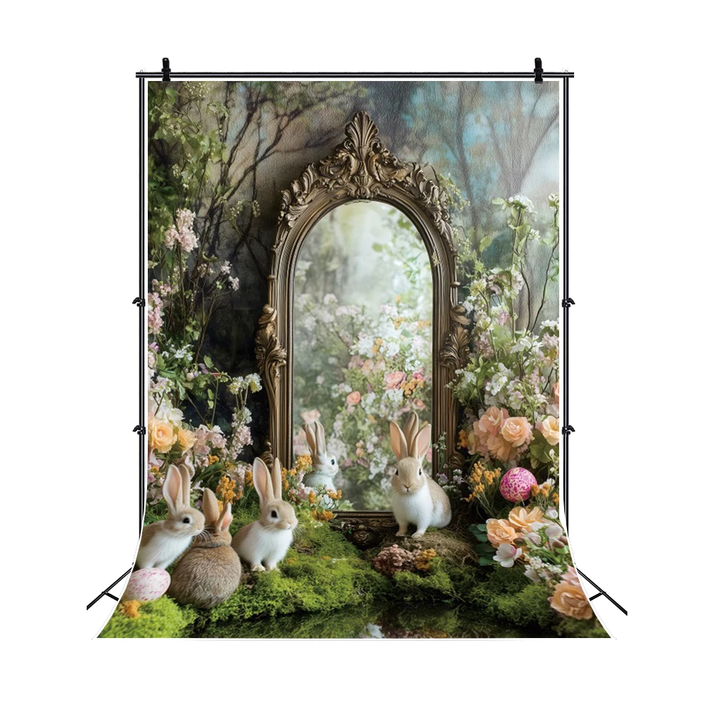 부활절 사진 배경 용수철 숲 꽃 금속 아치 소녀 공주 생일 파티 장식, 예술 초상화 배경