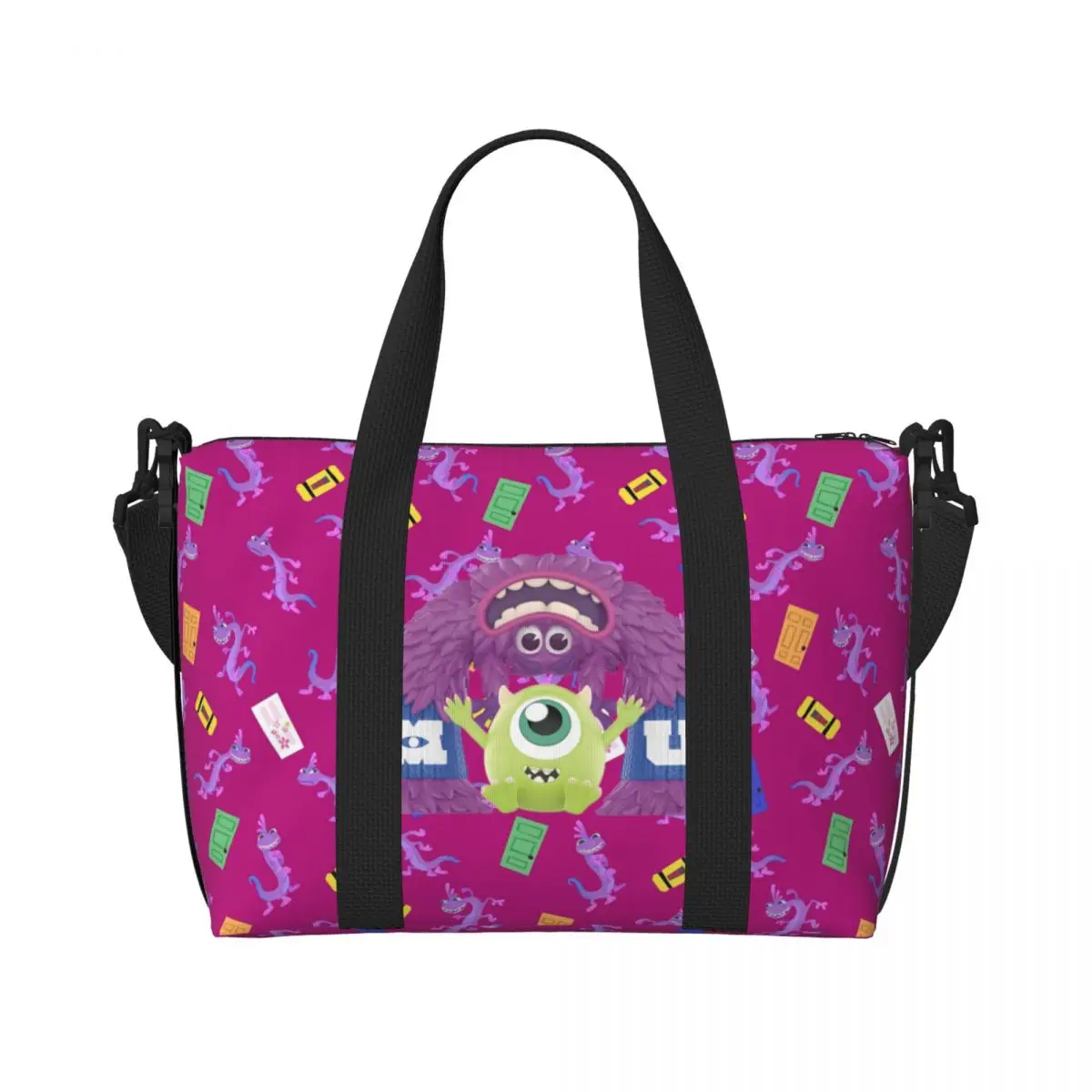 

Custom M-Monsters Anime University Beach Tote Bag for Women Large Compartment Gym Beach Travel Bags